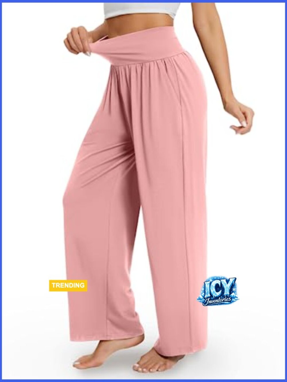 High Waisted Wide Leg Yoga Pants with Pockets Flowy Lounge Sweatpants - Picture 3 of 7